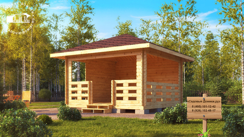 Дачная беседка 4 на 4 метра. Проект Пикник.