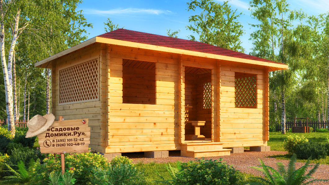 Беседка 5х3 с четырехскатной вальмовой кровлей