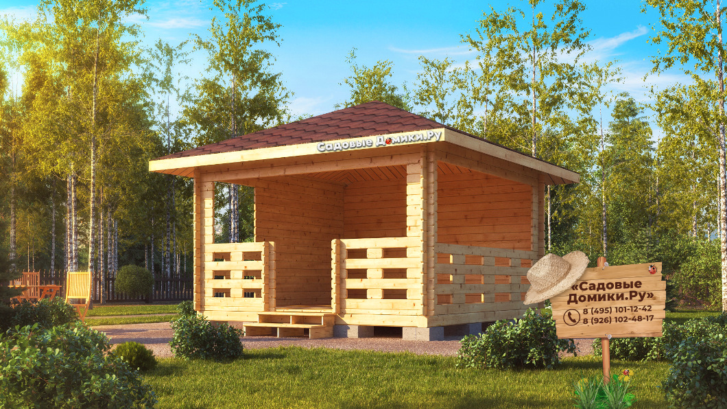 Дачная беседка 4 на 4 метра. Проект Пикник.