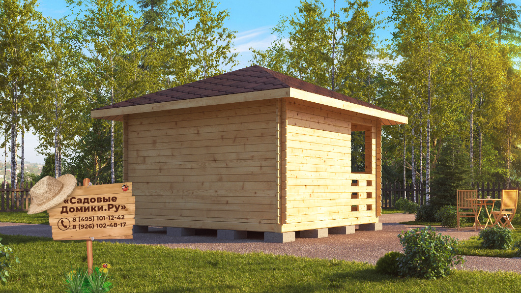 Беседка 4х4 с вальмовой кровлей