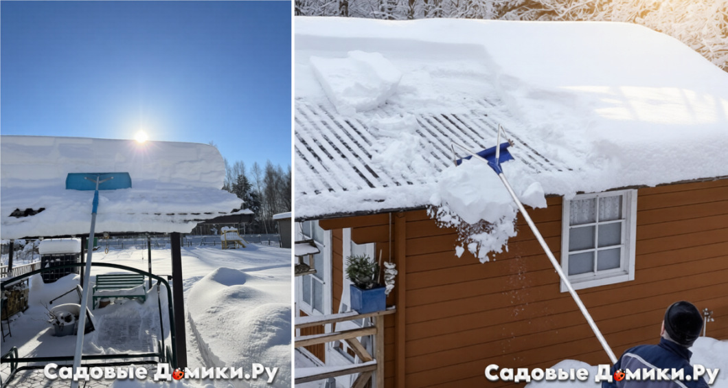 Как чистить кровлю от снега