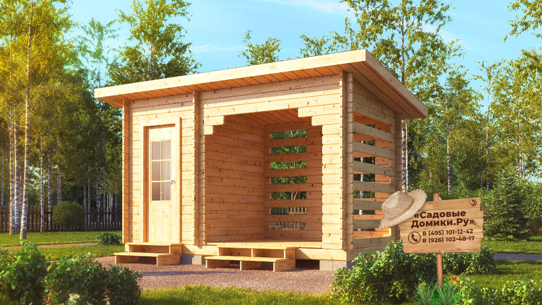 Дровник с туалетом из бруса. Размеры: 4х2 метра.