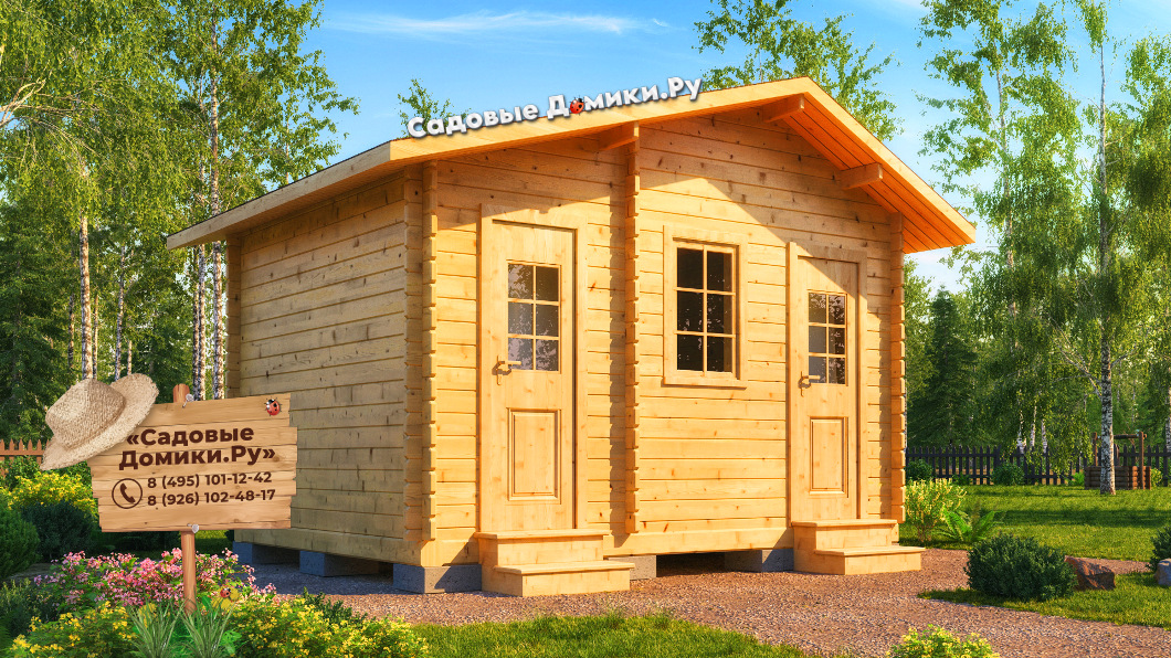 Хозблок 4х3 из бруса. 2 в 1, 2 комнаты.