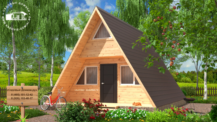 Треугольный каркасный дом 6х8, цена 1270000 рублей - проект «Шалаш»