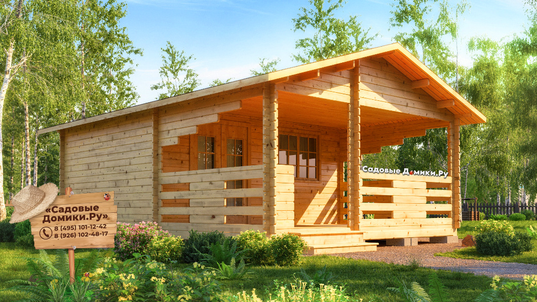 Проект дома с верандой. Размеры 5 на 7 м.