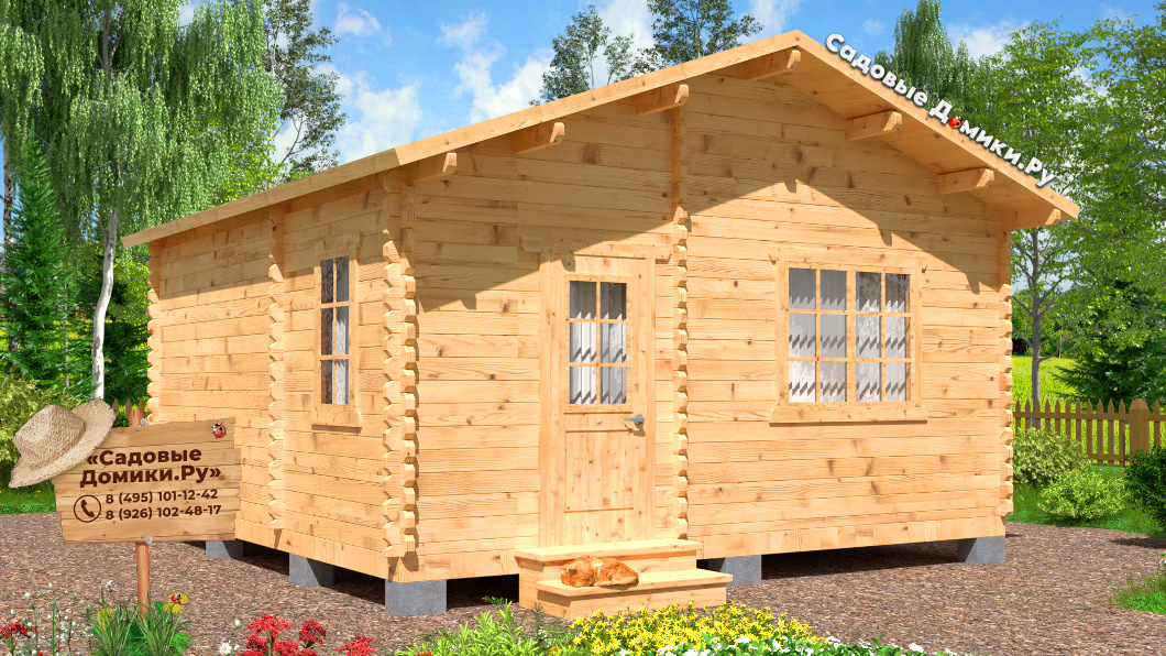 Дачный дом 5х5 - кухня-студия с холлом