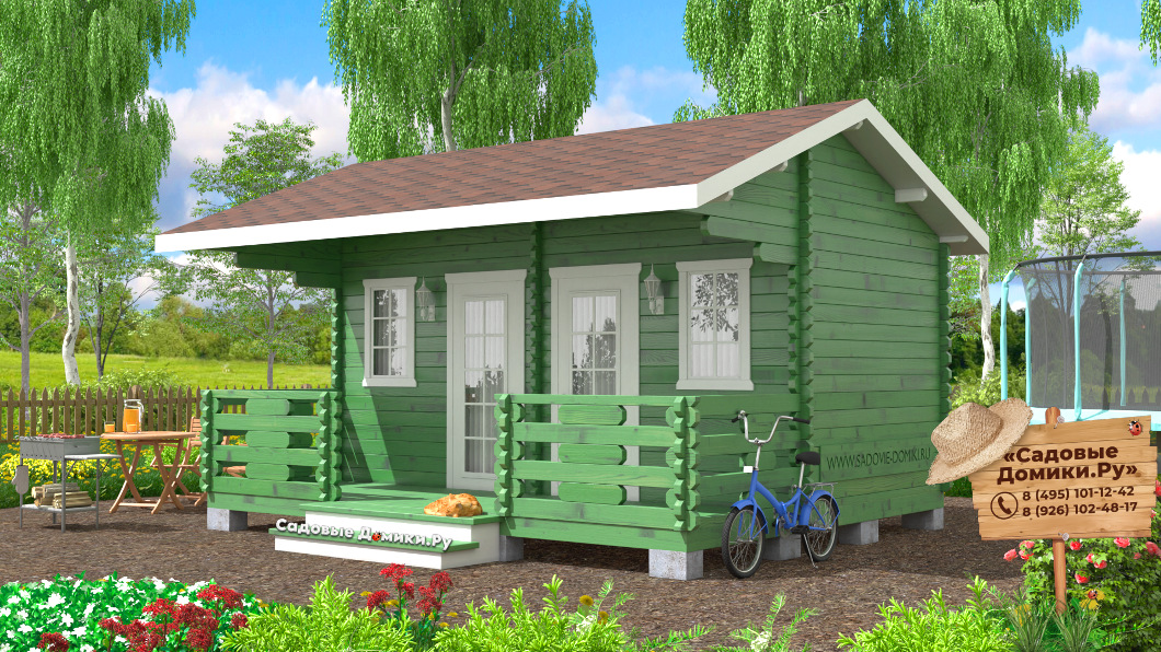 Двухкомнатный хозблок 5х4 с открытой верандой