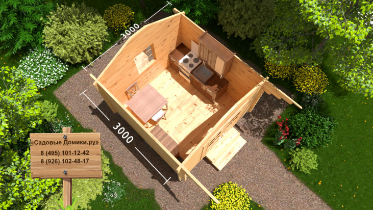 Садовый домик 3 на 3 для дачи, цена 180000 рублей - проект «Уют»