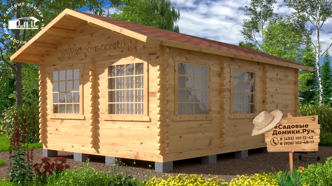 Летняя кухня 6х4 метра с большим количеством окон