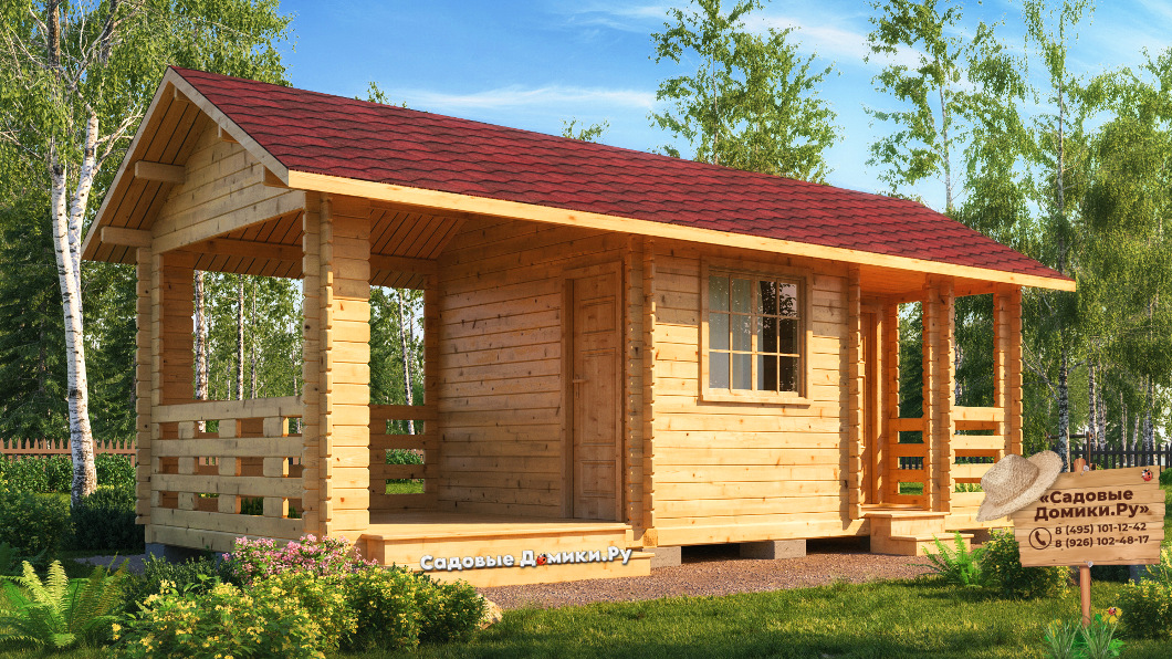 Деревянный хозблок с беседкой. Размеры: 7,5х3 метра.