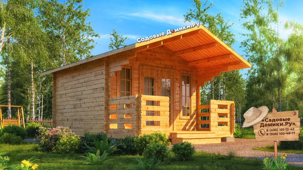Садовый домик 3,8х5 м с верандой - проект Летний