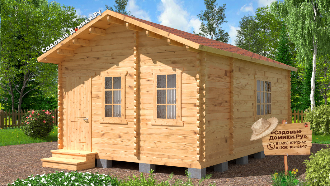 Одноэтажная летняя кухня 4х6 из профилированного мини-бруса