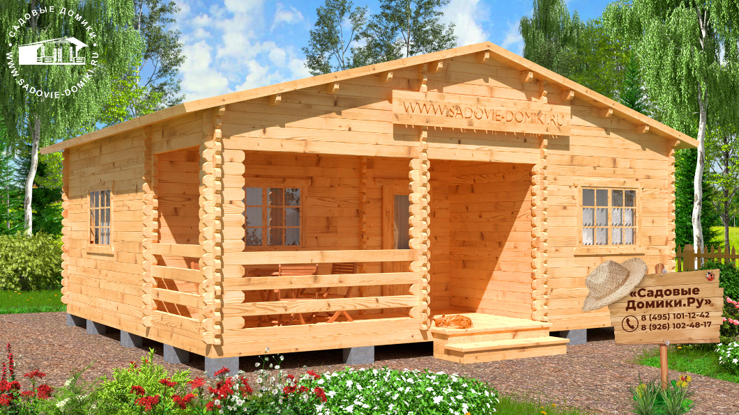 Дачный деревянный дом 7х6 метров из мини-бруса