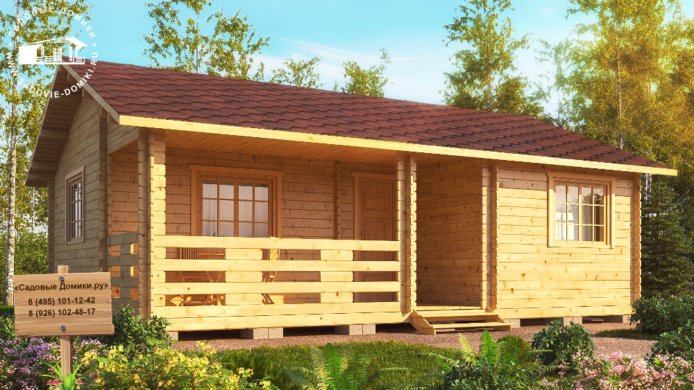 Одноэтажный деревянный садовый домик 8 на 6 метров