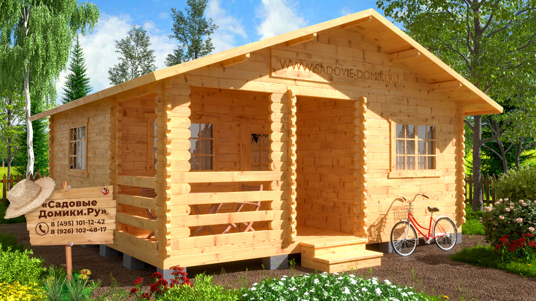 Садовый домик 6х6 м с 3 комнатами и верандой