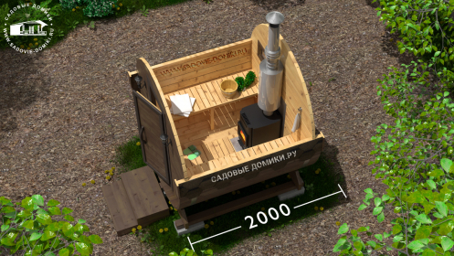 Планировка бани-бочки 2 метра: моечное отделение