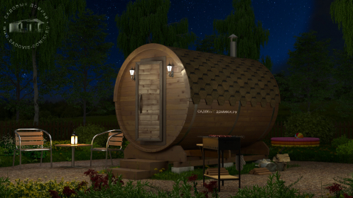 Баня-бочка 3 м с двумя отсеками