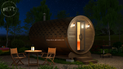 Баня-бочка 4 м с парной и комнатой отдыха