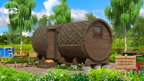 Пятиметровая бочка с печкой и переносом входа