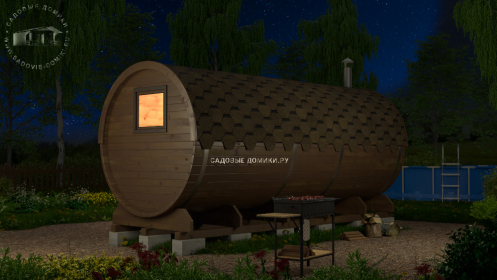 Баня-бочка 5 м с 3 помещениями