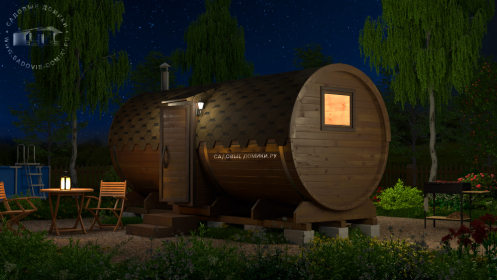 Круглая баня-бочка 5 м