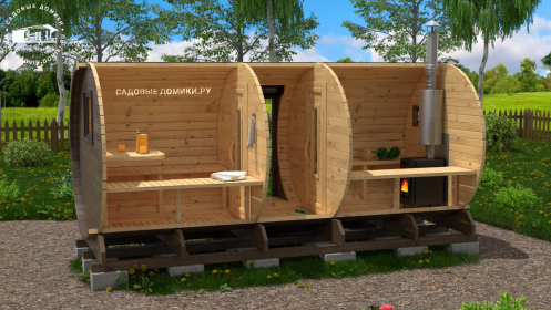 План бани-бочки 5 метров