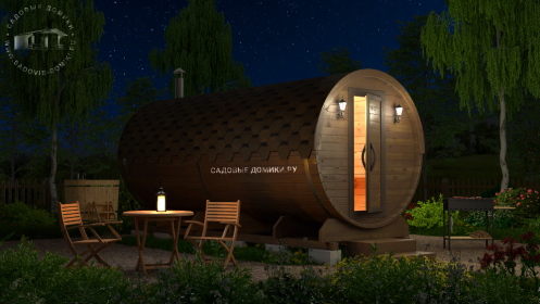 Баня-бочка 5 м с парной и комнатой отдыха