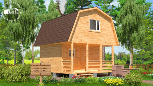 Баня из бруса 5х5,5 со спальней на 2 этаже