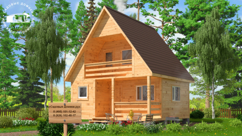 Баня 6х6 из бруса с мансардой