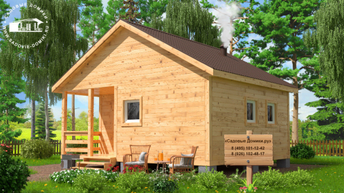 Брусовая баня 7 на 6 метров с крыльцом и предбанником