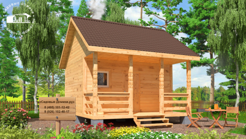 Баня 5х5,5 метров с террасой