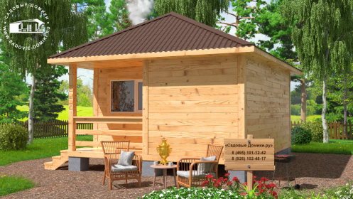 Баня 5 на 6 метров с четырехскатной кровлей