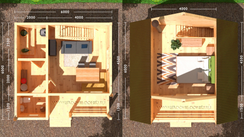 Планировка бани 6х6: веранда, моечная, парилка, комната отдыха, спальня, балкон