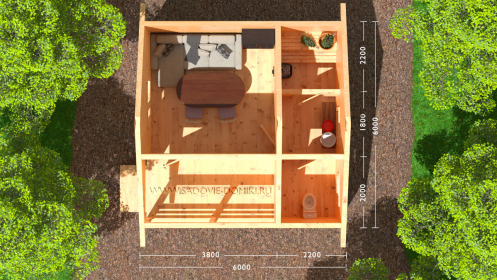 Планировка бани 6х6: веранда, предбанник, моечная, парилка, санузел