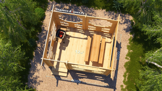 План беседки 3х4 по проекту "Лучик"