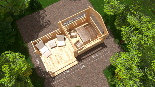 Планировка беседки 6х3 м