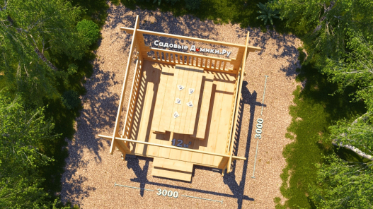 План беседки 3х3 по проекту "Ветерок"