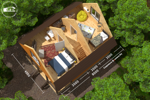 План 2 этажа: коридор, кладовка, две спальни