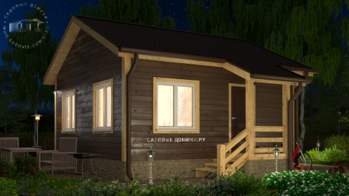 Зимний дом с крыльцом