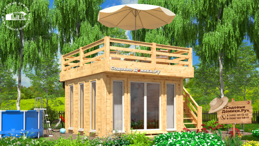 Проект дачного дома с беседкой на крыше