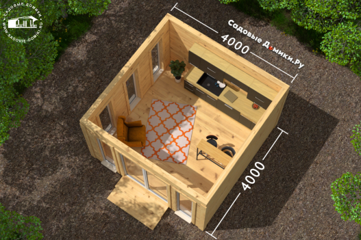 План первого этажа: кухня-гостиная