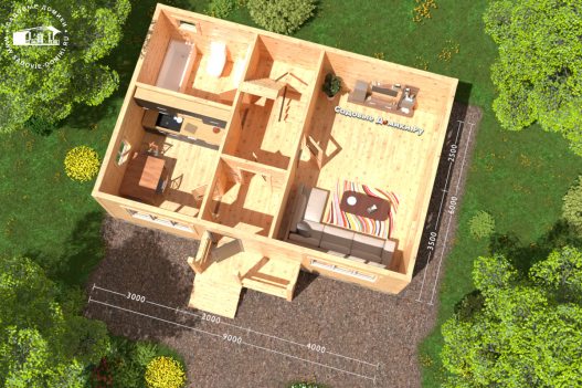 План 1 этажа - прихожая, коридор, кухня, гостиная, санузел