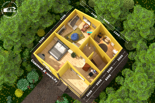 План 2 этажа: балкон, коридор, санузел, спальня, детская