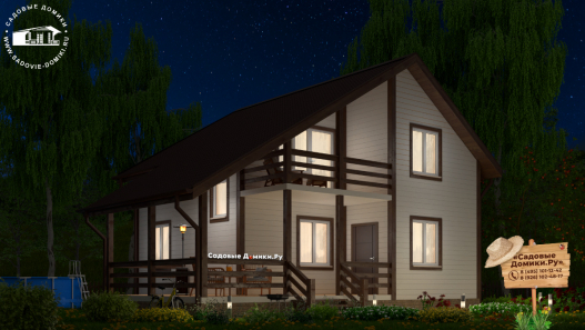 Дачный деревянный дом 8х8 со вторым этажом