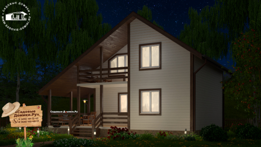 Двухэтажный загородный дом с верандой