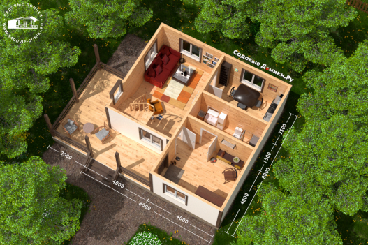 Планировка 1 этажа: открытая терраса, прихожая, санузел, рабочий кабинет, кухня