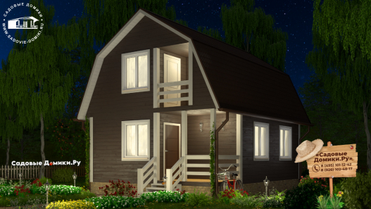 Дачный деревянный дом 6х8 с мансардным этажом