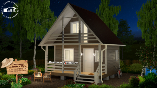 Небольшой каркасный двухэтажный дачный домик 6х5,5 метров