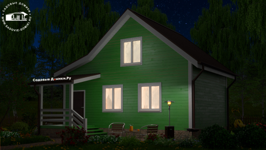 Двухэтажный деревянный дом 8х6 с верандой