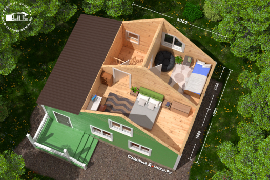 Планировка 2 этажа: две спальни